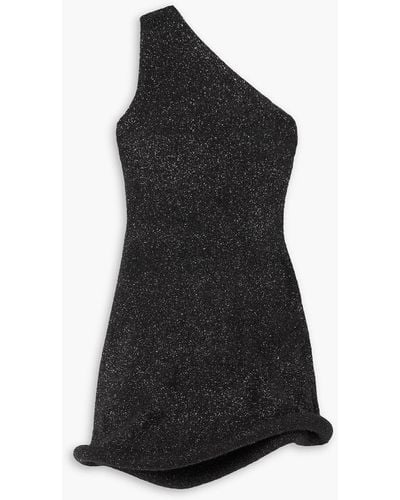 JW Anderson Bumper One-shoulder Metallic Knitted Mini Dress - Black