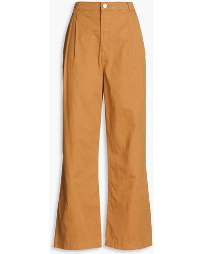 FRAME Pleated Cotton-twill Wide-leg Pants - Orange