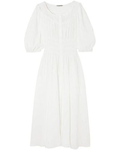 Three Graces London Arabella shirred cotton-gauze midi dress - Weiß