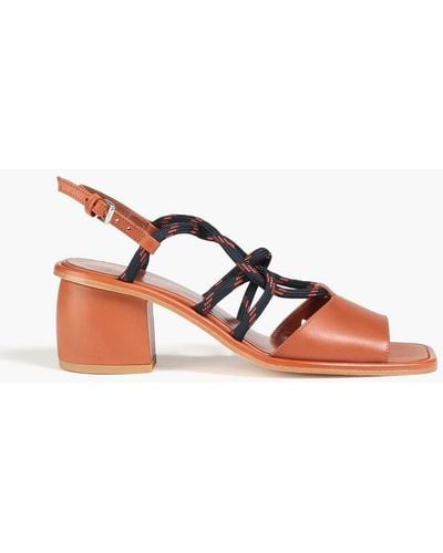 Paul Smith Raven Leather And Cord Slingback Sandals - Brown