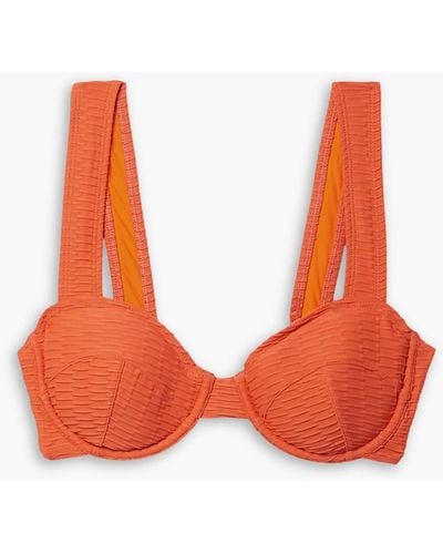 Solid & Striped The Lilo Stretch-seersucker Bikini Top - Orange
