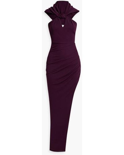 Nicholas Charmaine Cutout Twisted Stretch-jersey Hooded Gown - Purple