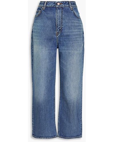 Ganni Cropped jeans mit geradem bein in ausgewaschener optik - Blau