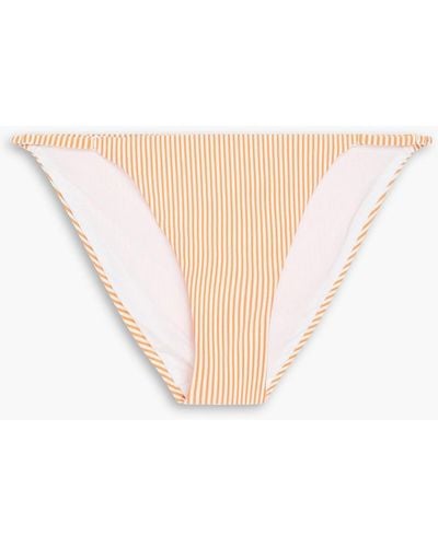 Onia Hannah Striped Stretch-seersucker Low-rise Bikini Briefs - White