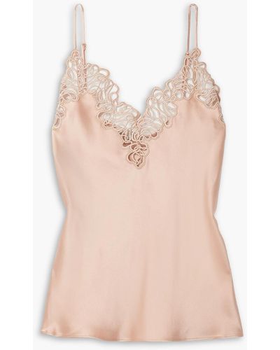 Stella McCartney Embroidered Tulle-trimmed Satin Camisole - Pink