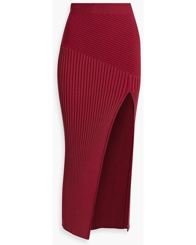 Nicholas Aiya Ribbed-knit Midi Skirt - Red