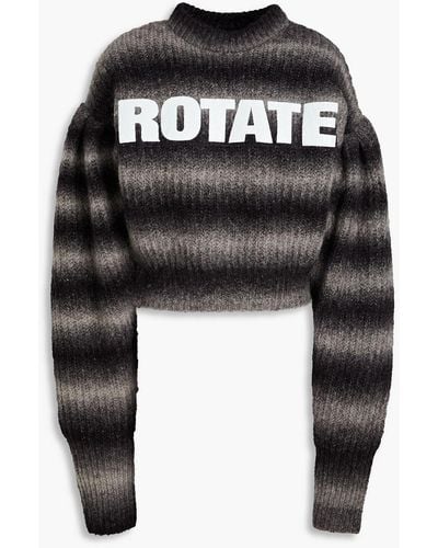 ROTATE BIRGER CHRISTENSEN Logo-print Striped Knitted Sweater - Black