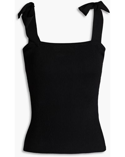 Zimmermann Bow-detailed Ribbed-knit Top - Black