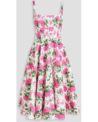 Emilia Wickstead Mona Floral-print Faille Midi Dress - Pink