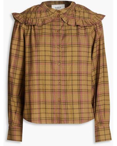 Ba&sh Fergus hemd aus baumwollflanell mit rüschen und karomuster - Braun