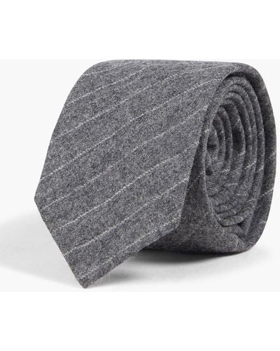Thom Browne Pinstriped Wool-flannel Tie - Grey