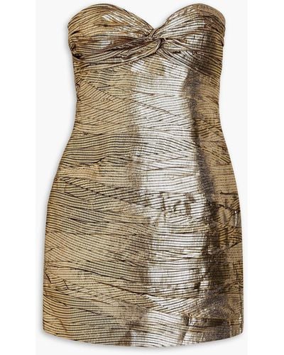 Zeynep Arcay Strapless Crinkled Silk Mini Dress - Natural