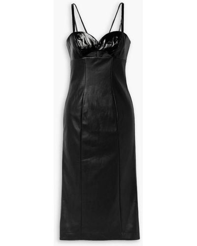 STAUD Sketching Cutout Faux Smooth And Patent-leather Midi Dress - Black