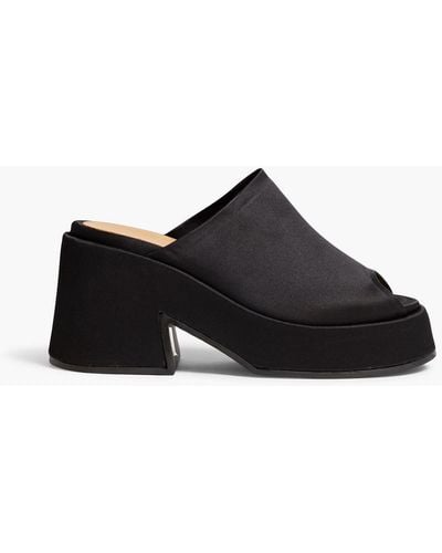 Ganni Satin Platform Mules - Black