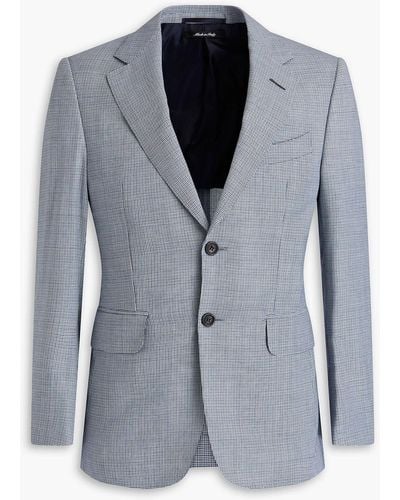 Dunhill Houndstooth Wool And Mohair-blend Blazer - Blue