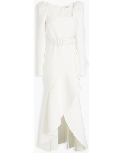 Badgley Mischka Wrap-effect Fluted Scuba Dress - White