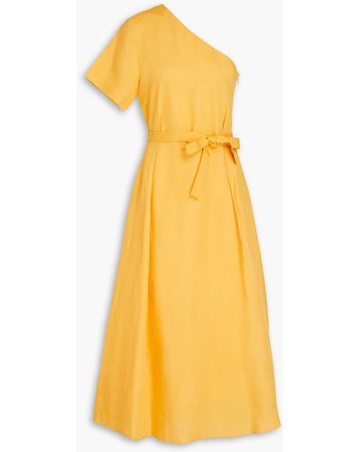 Claudie Pierlot One-shoulder Cutout Crepe De Chine Midi Dress - Yellow