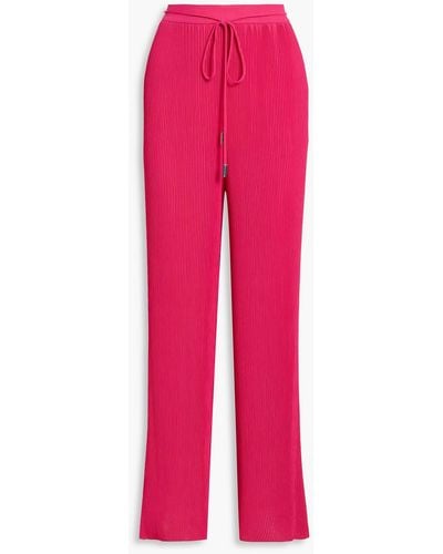 Halston Sophia Pleated Crepon Wide-leg Trousers - Pink