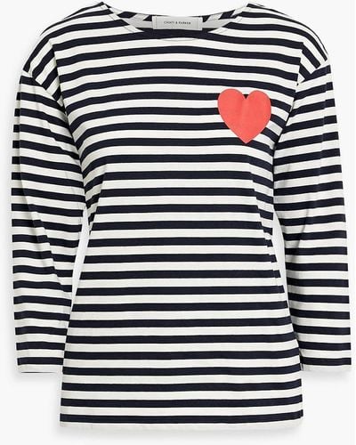 Chinti & Parker Striped Printed Cotton-jersey Top - Black