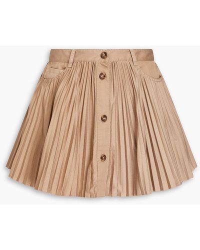 RED Valentino Skirt-effect Pleated Tweed Shorts - Natural