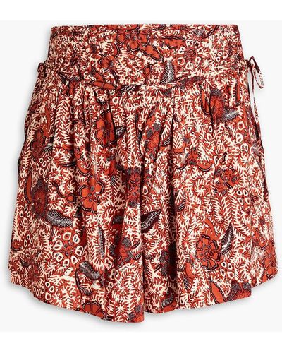 Ulla Johnson Zev Floral-print Cotton-blend Shorts - Red