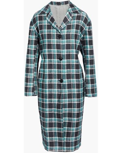 Paul Smith Checked Linen And Cotton-blend Coat - Blue