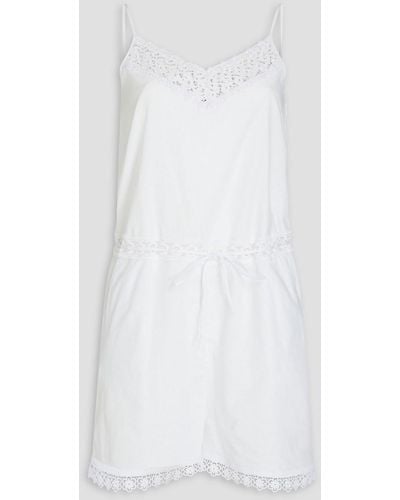 Charo Ruiz Crocheted Lace-trimmed Cotton-blend Playsuit - White