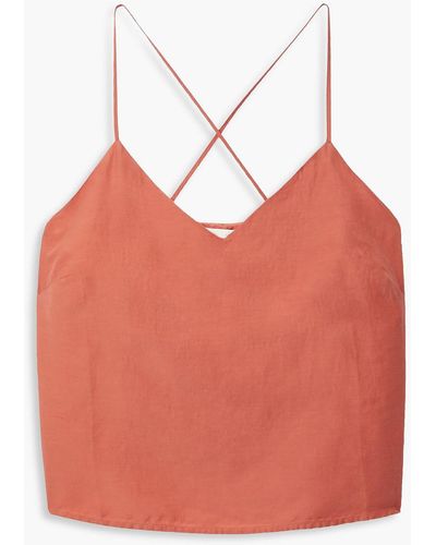 Skin Ravena Cotton And Silk-blend Voile Camisole - Orange