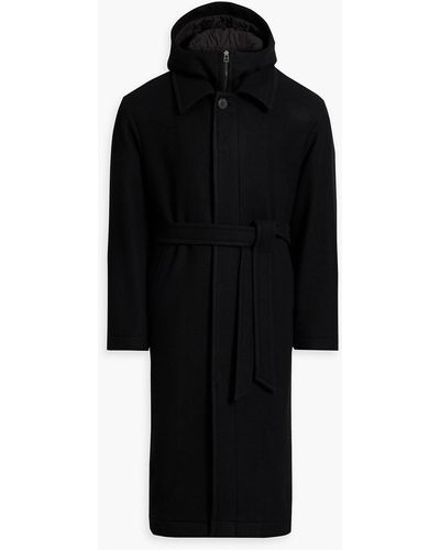LE17SEPTEMBRE Belted Wool-blend Felt Hooded Coat - Black