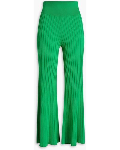 A.L.C. Astrid Ribbed-knit Flared Pants - Green