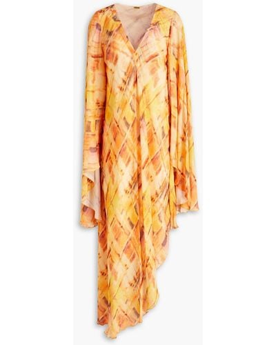 Cult Gaia Shira Asymmetric Printed Crepe Dress - Orange