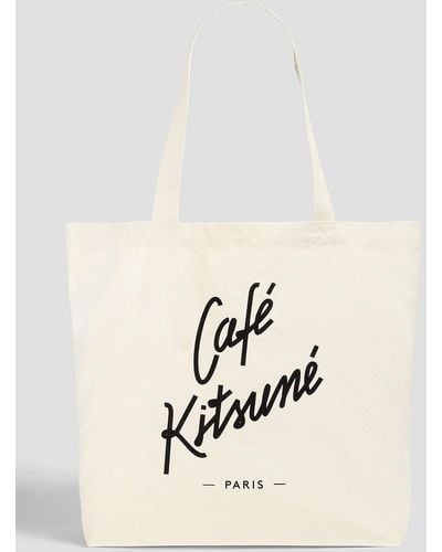 Café Kitsuné Logo-print Canvas Tote - Natural
