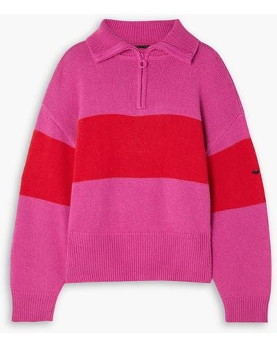 Goldbergh Jules Two-tone Knitted Half-zip Jumper - Pink