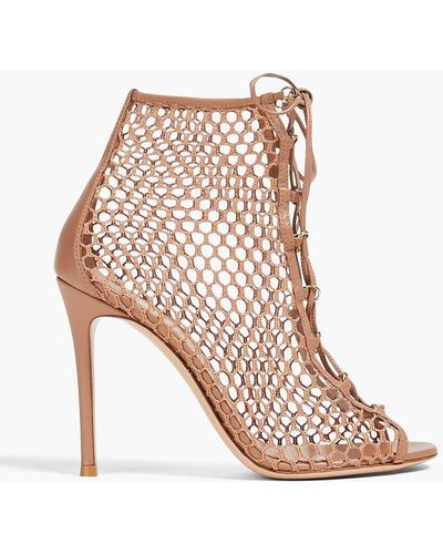 Gianvito Rossi Fishnet Ankle Boots - Natural