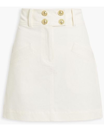 10 Crosby Derek Lam Button-embellished Cotton-blend Mini Skirt - White