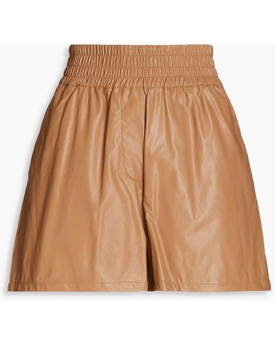 Stand Studio Hedda Gathered Faux Leather Shorts - Natural