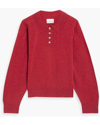 Loulou Studio Forana Cashmere Polo Sweater - Red