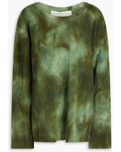 Raquel Allegra Bonfire Tie-dyed Merino Wool And Cashmere-blend Sweater - Green