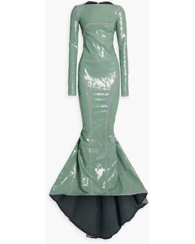 Rick Owens Abito Open-back Sequined Denim Gown - Green