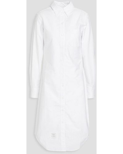 Thom Browne Cotton Oxford Midi Shirt Dress - White