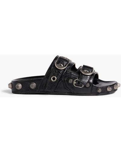 Balenciaga Stud-detail Leather Sandals - Black