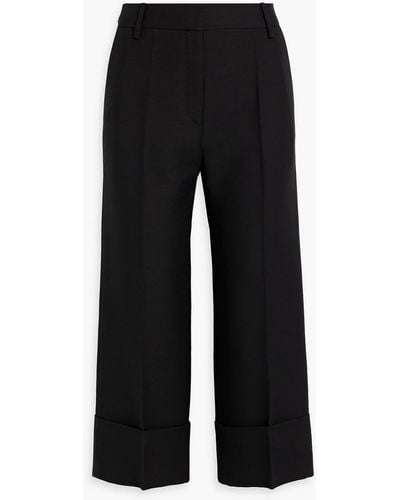 Valentino Garavani Cropped Wool And Silk-blend Straight-leg Pants - Black