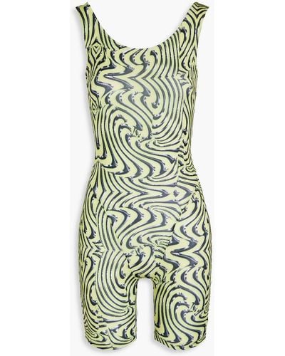 Maisie Wilen Printed Stretch-jersey Playsuit - Green