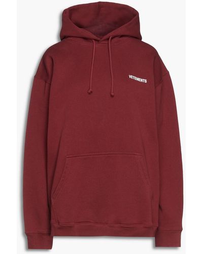 Vetements Oversized Printed French Cotton-blend Terry Hoodie - Red