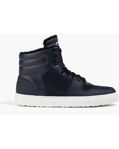 Fusalp Shearling-lined Leather And Nubuck High-top Sneakers - Blue