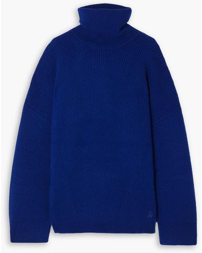 The Attico Grace Ribbed-knit Turtleneck Sweater - Blue