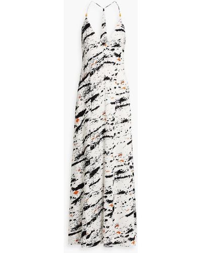 Galvan London Printed Woven Maxi Slip Dress - White