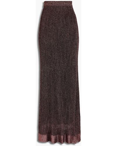 M Missoni Metallic Ribbed-knit Maxi Skirt - Multicolour