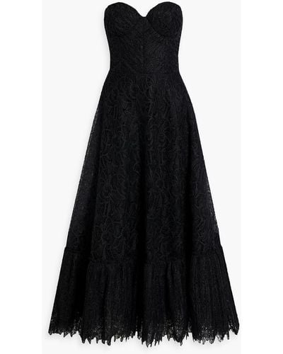 Costarellos Strapless Guipure Lace Maxi Dress - Black