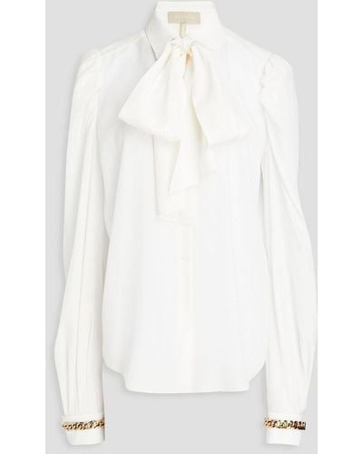 Elie Saab Chain-embellished Silk-chiffon Blouse - White